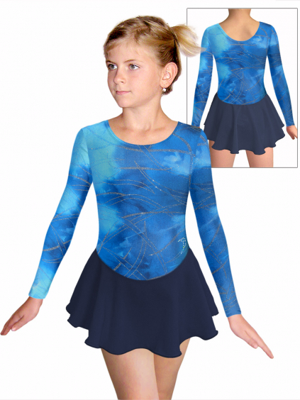 Krasobruslařské šaty - trikot K741g v471 s tmavě modrou