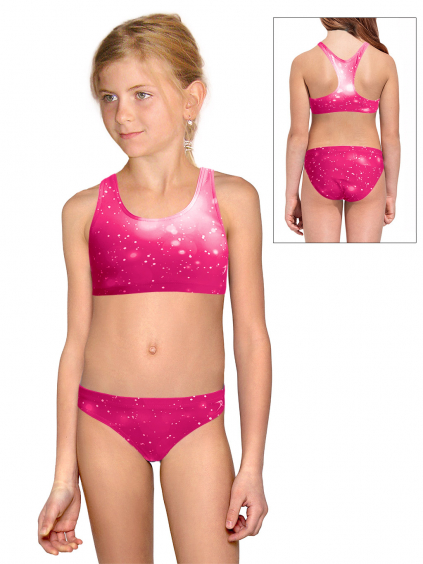 Dívčí sportovní plavky dvoudílné PD658 t207 růžová