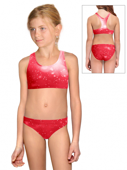 Dívčí sportovní plavky dvoudílné PD658 t207 červená