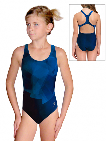 Dívčí sportovní plavky jednodílné PD623 t175 modrá