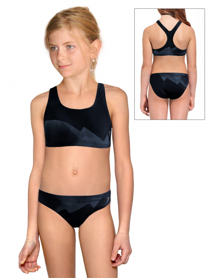 Dívčí sportovní plavky dvoudílné PD658 t175 černošedá
