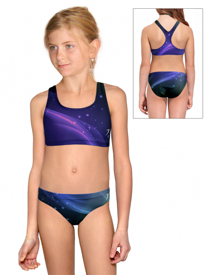 Dívčí sportovní plavky dvoudílné PD658 t152 modrofialová