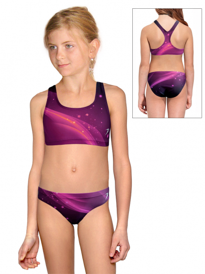 Dívčí sportovní plavky dvoudílné PD658 t152 fialovorůžová