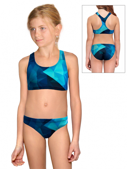 Dívčí sportovní plavky dvoudílné PD661 t177 tyrkysová