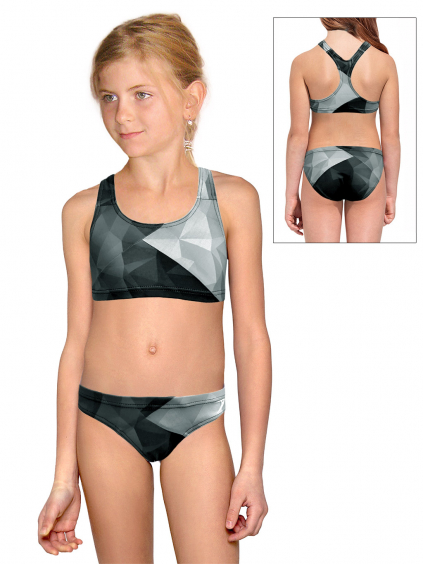 Dívčí sportovní plavky dvoudílné PD661 t177 černošedá