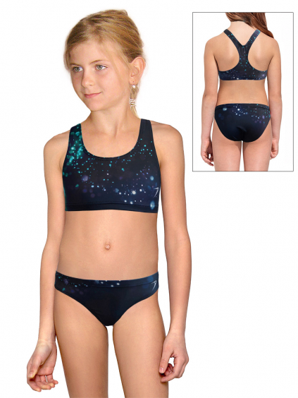 Dívčí sportovní plavky dvoudílné PD658 t166 tmavě modrá s mentolovou