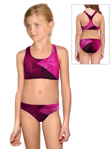 Dívčí sportovní plavky dvoudílné PD661 t177 růžová