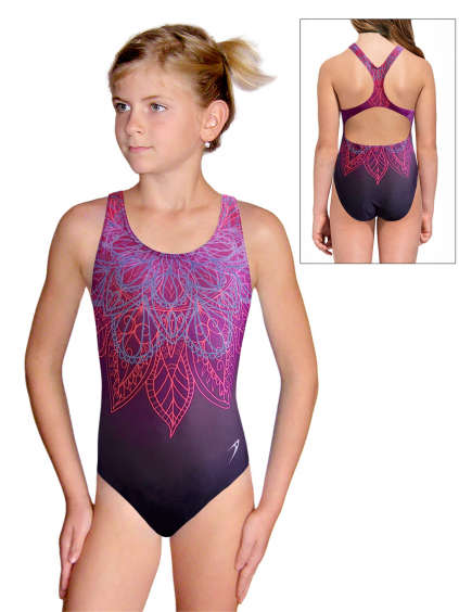 Dívčí sportovní plavky jednodílné PD623 t170a růžovofialová