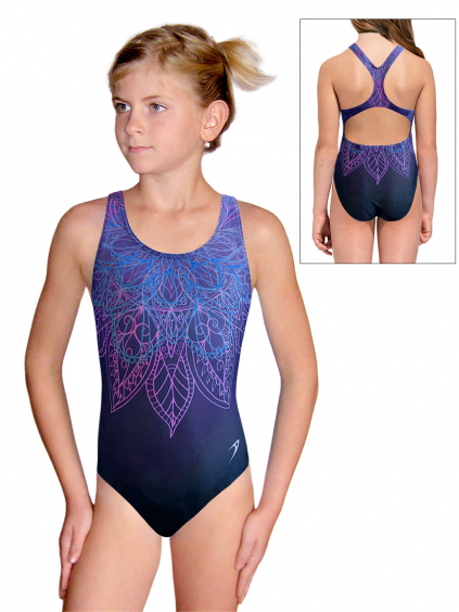 Dívčí sportovní plavky jednodílné PD623 t170a fialovomodrá