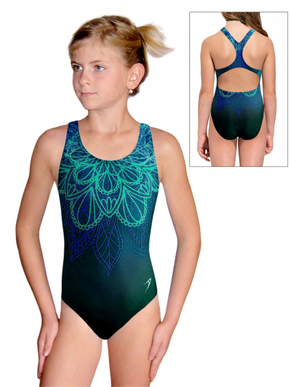 Dívčí sportovní plavky jednodílné PD623 t170a modrozelená