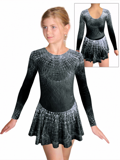 Krasobruslařské šaty - trikot K748 t192 černošedá samet