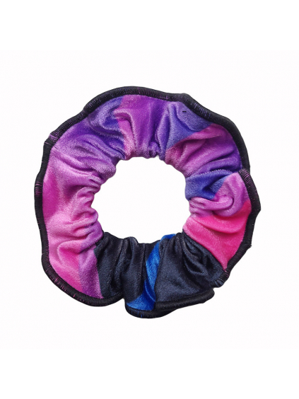 Gumička do vlasů - scrunchie - t194 modrorůžová samet