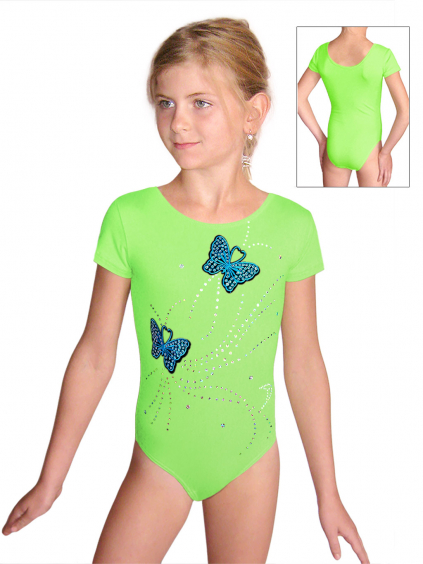 Gymnastický dres S37kkg f141 reflexní zelené mikrovlákno