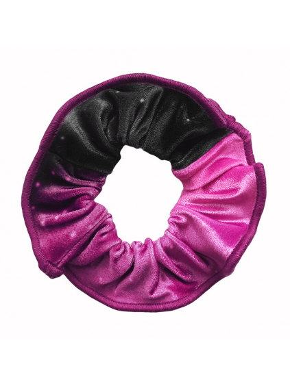 Gumička do vlasů - scrunchie - t185 černorůžová samet