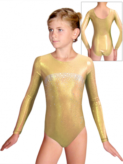Gymnastický dres D37dg f130 zlatá třpytivá metalíza
