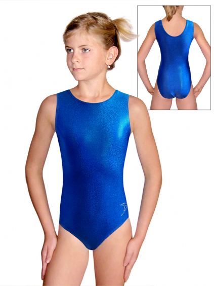 Gymnastický dres D37rg  modrá třpytivá metalíza