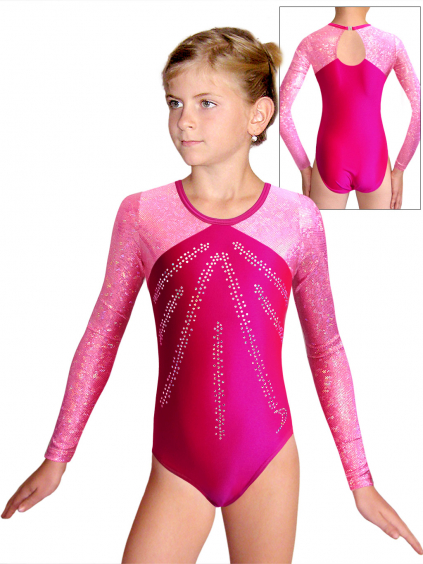 Gymnastický dres D37d-5 F135 růžová lesklá plavkovina