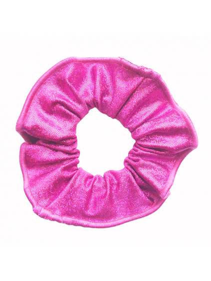 Gumička do vlasů - scrunchie - reflexní růžová třpytivá metalíza