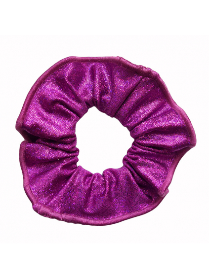 Gumička do vlasů - scrunchie - tmavě růžová třpytivá metalíza