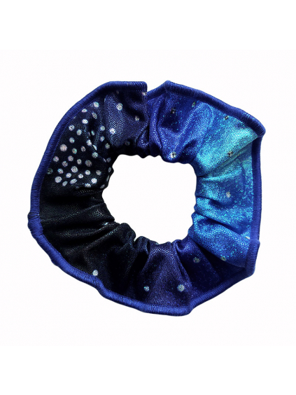 Gumička do vlasů - scrunchie - t233 modrá třpytivá metalíza