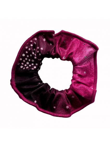 Gumička do vlasů - scrunchie - t233 růžová třpytivá metalíza