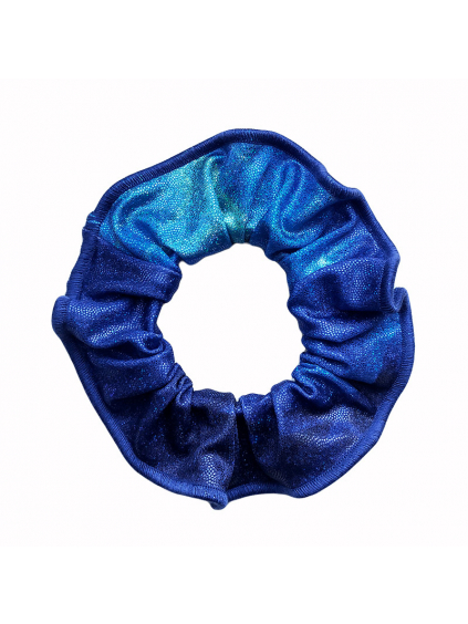 Gumička do vlasů - scrunchie - t227 modrá třpytivá metalíza