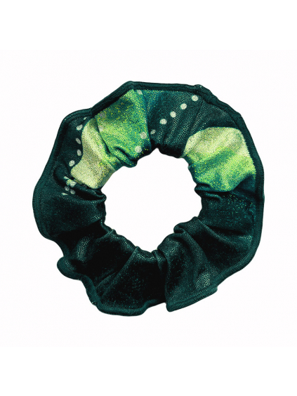 Gumička do vlasů - scrunchie - t234 zelená třpytivá metalíza