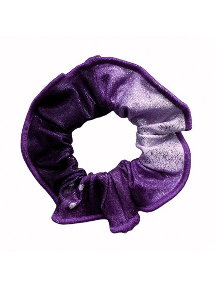 Gumička do vlasů - scrunchie - t228 fialová třpytivá metalíza