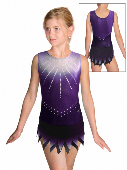 Dres na moderní gymnastiku - trikot M915 t228 fialová třpytivá metalíza