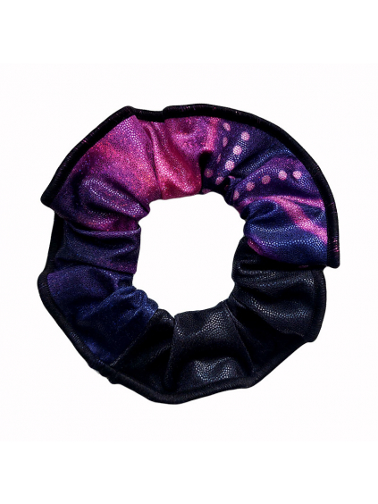 Gumička do vlasů - scrunchie - t231 černorůžová třpytivá metalíza