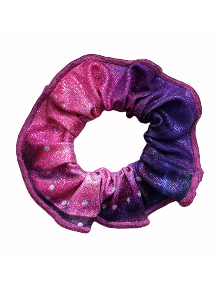 Gumička do vlasů - scrunchie - t229 růžová třpytivá metalíza