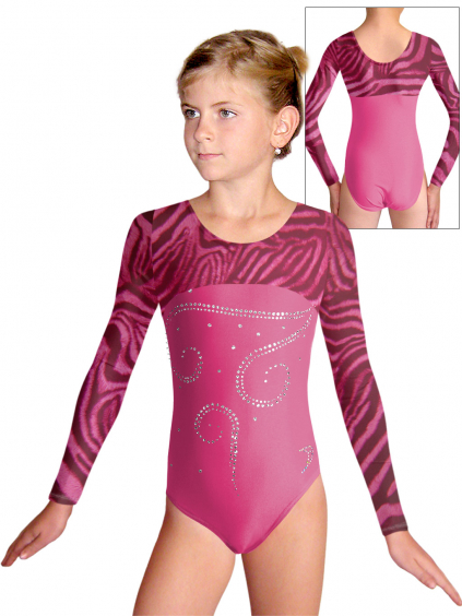 Gymnastický dres D37d-1xx v175 F27 růžová matná plavkovina
