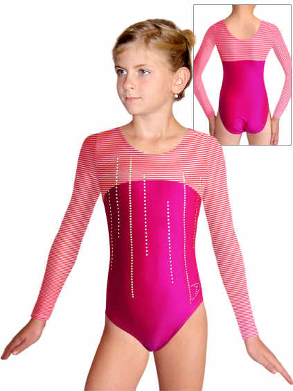 Gymnastický dres D37d-1xx v433 F133 růžová lesklá plavkovina