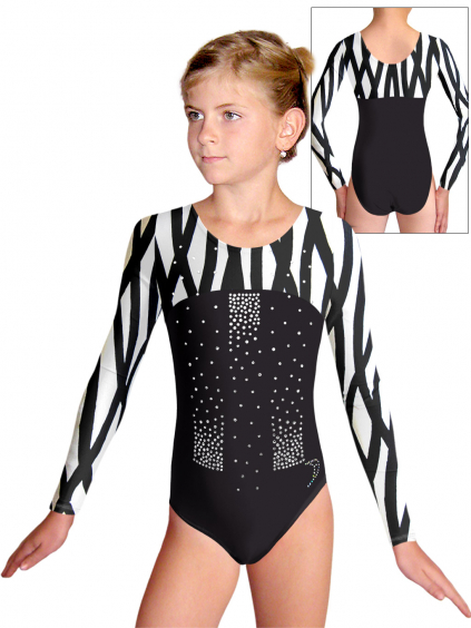 Gymnastický dres D37d-1xx v248 F137 černá lesklá plavkovina