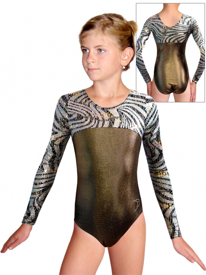 Gymnastický dres D37d-1xx v465 zlatá superlesklá plavkovina