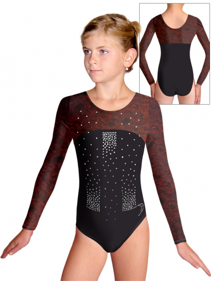 Gymnastický dres D37d-1xx v348 F137 černá lesklá plavkovina