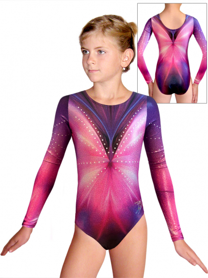 Gymnastický dres D37d t229 růžová třpytivá metalíza