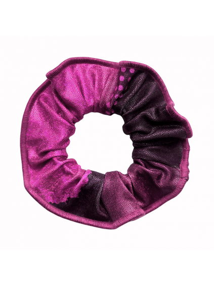 Gumička do vlasů - scrunchie - t230 černorůžová třpytivá metalíza