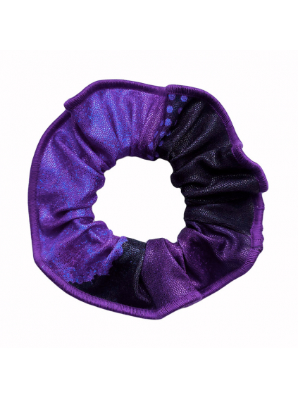 Gumička do vlasů - scrunchie - t230 černofialová třpytivá metalíza