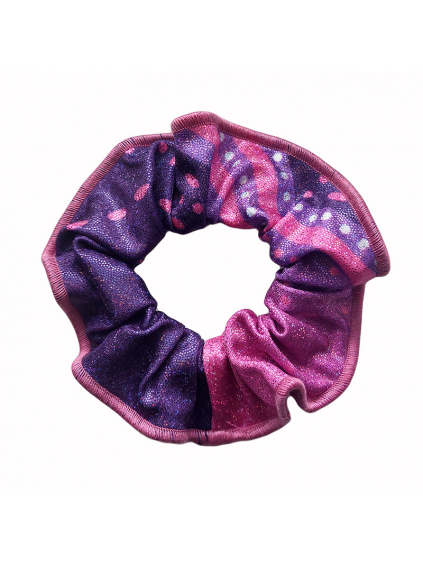 Gumička do vlasů - scrunchie - t211 růžovofialová třpytivá metalíza