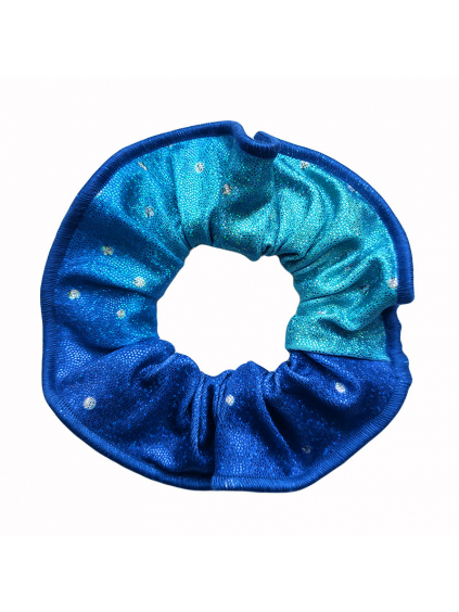 Gumička do vlasů - scrunchie - t235 modrá třpytivá metalíza