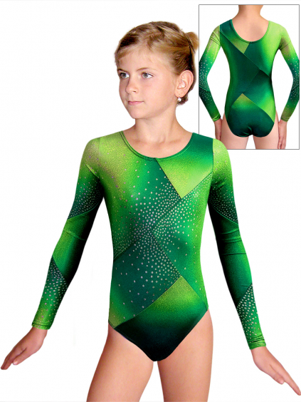 Gymnastický dres D37d-52 t235 zelená třpytivá metalíza