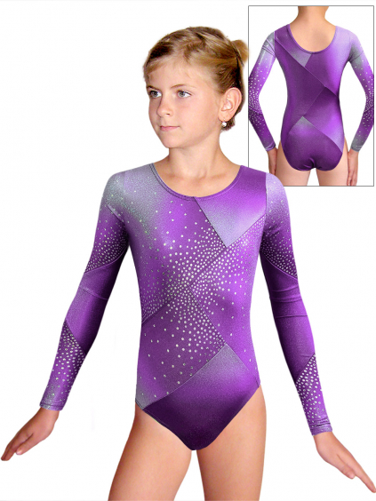 Gymnastický dres D37d-52 t235 fialová třpytivá metalíza