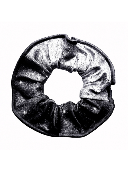 Gumička do vlasů - scrunchie - t235 černobílá třpytivá metalíza