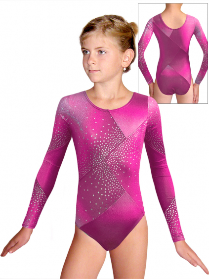 Gymnastický dres D37d-52 t235 růžová třpytivá metalíza
