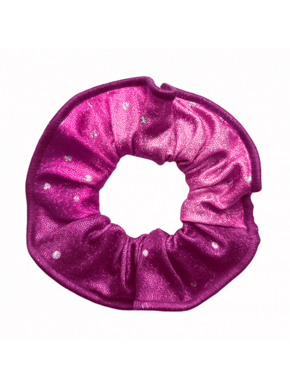 Gumička do vlasů - scrunchie - t235 růžová třpytivá metalíza