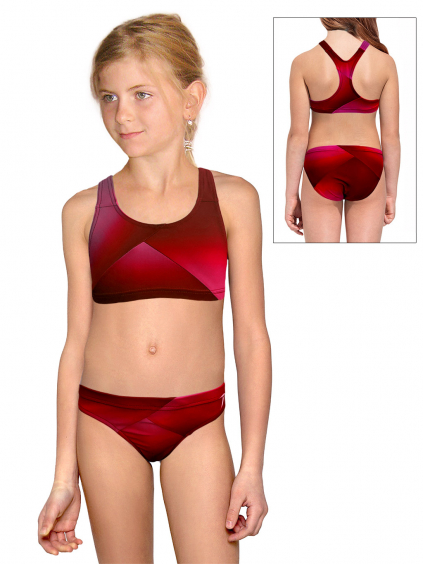 Dívčí sportovní plavky dvoudílné PD661 t236 červená