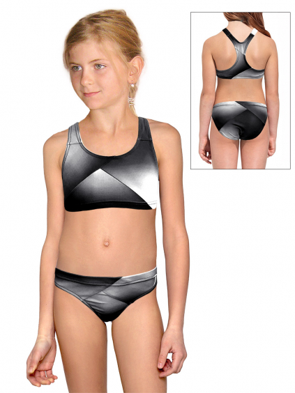 Dívčí sportovní plavky dvoudílné PD661 t236 černobílá