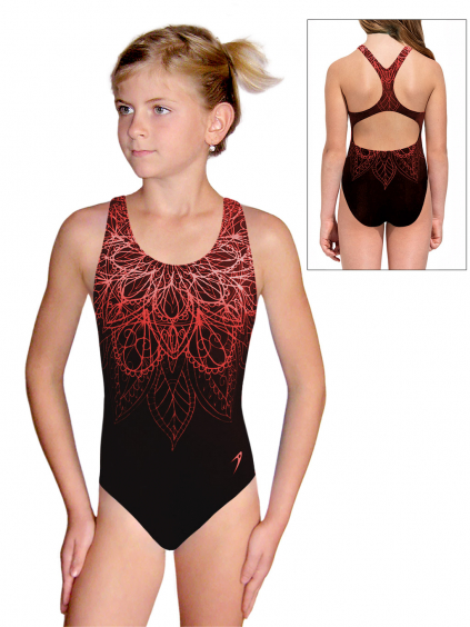 Dívčí sportovní plavky jednodílné PD623 t170a černočervená