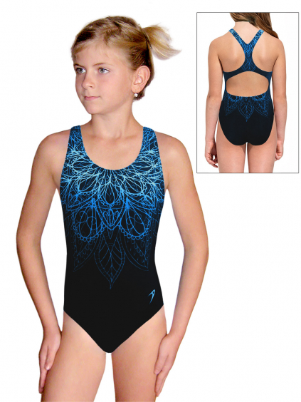 Dívčí sportovní plavky jednodílné PD623 t170a černomodrá